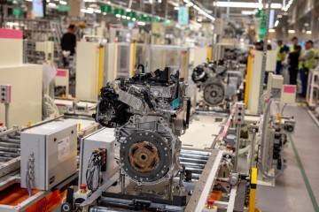 Toyota is starting the production of hybrid drive engines in a modern factory with automatic internal transport